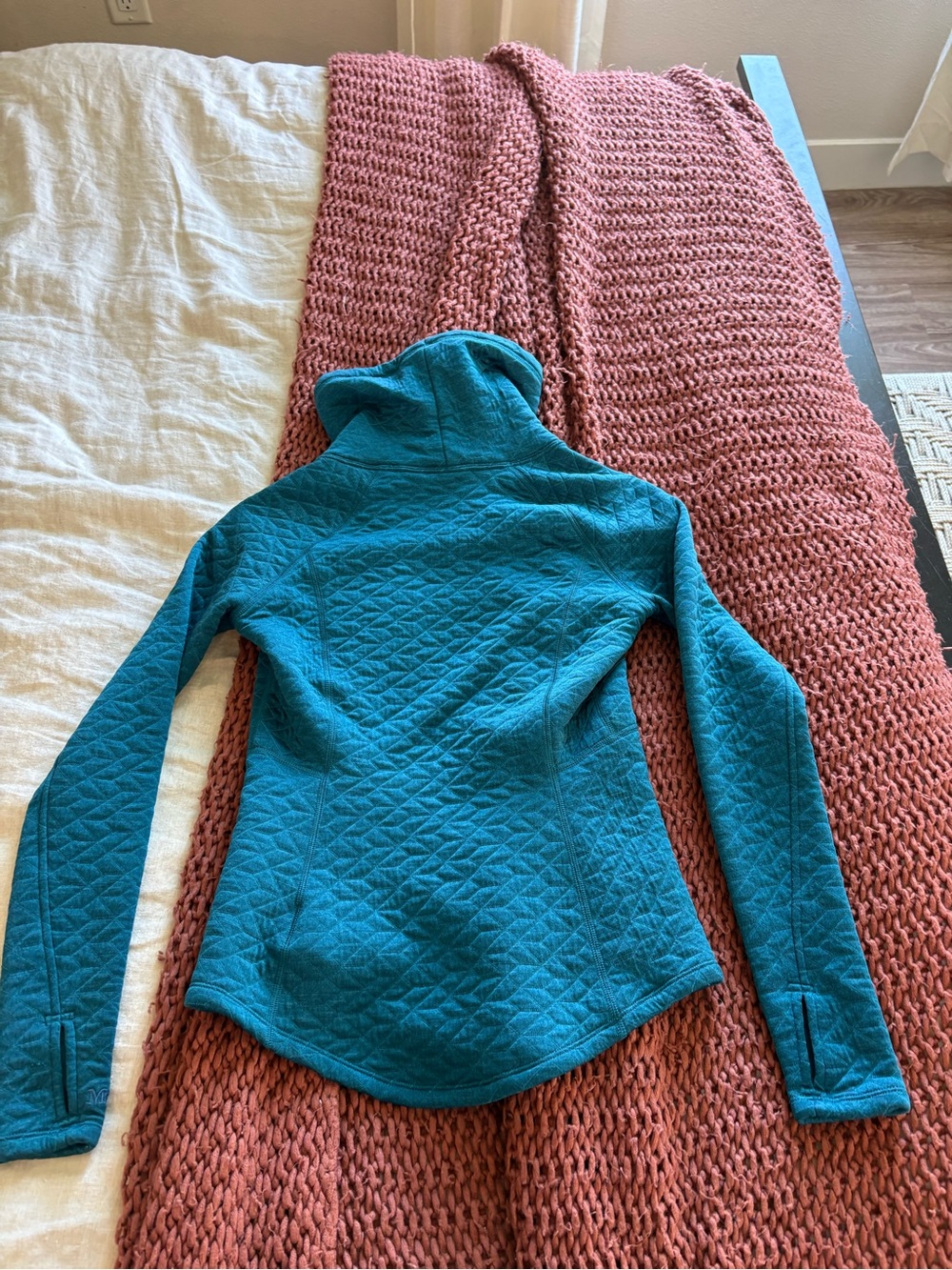 Marmot Teal Quilted Cowl Neck Pullover - Picture 2 of 3
